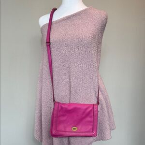 J. Crew Vibrant Pink Pebbled Leather Crossbody Bag